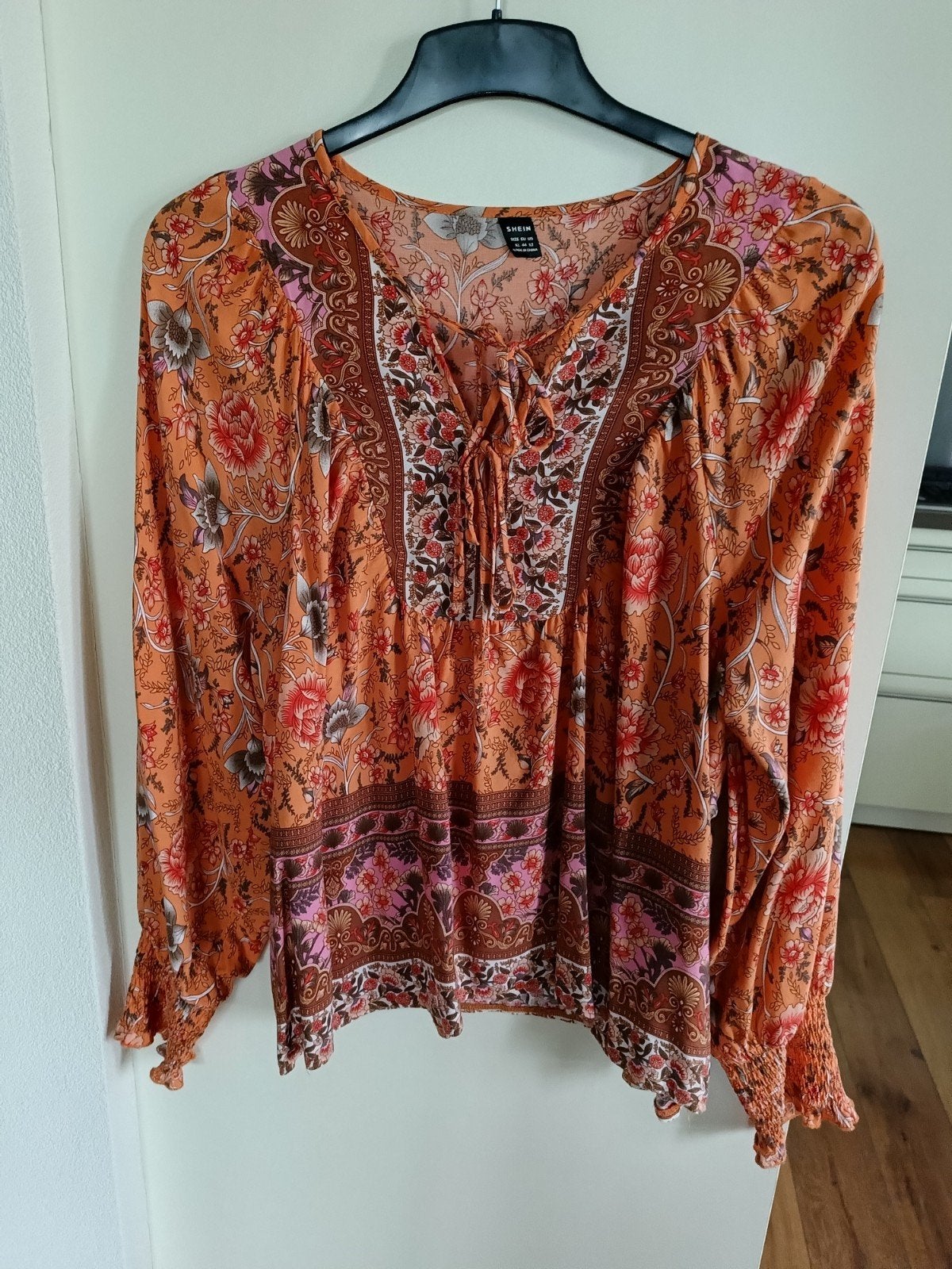 Shein Bloemenprint Blouse Maat XL, Maat 46/48 (XL) of groter, Oranje, Ophalen of Verzenden, Gedragen