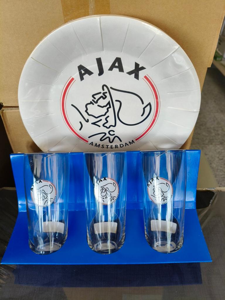 Nieuw! Ajax glazen en bordjes ( karton), Ophalen, Nieuw, Ajax, Overige typen