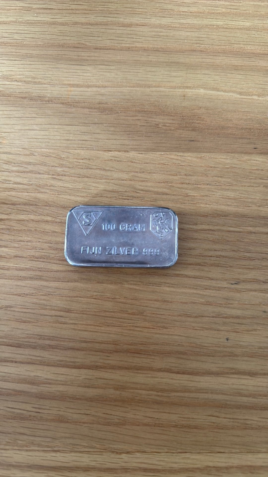 0.999 Zilvere Baar - Schöne drijfhout - 100 gram, Postzegels en Munten, Ophalen of Verzenden, Zilver