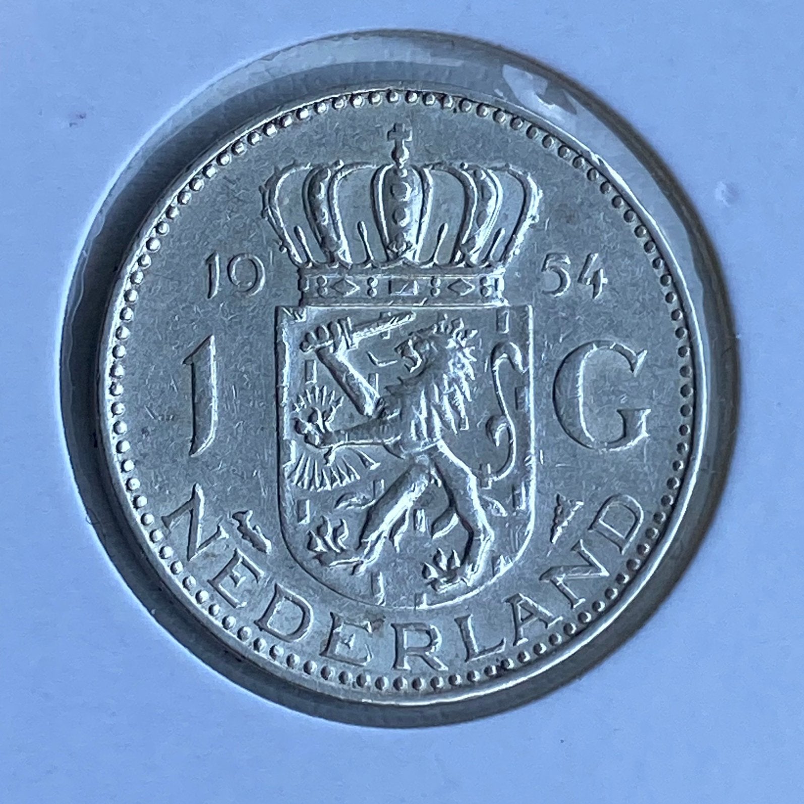 1 Gulden Zilver uit 1954 van Juliana mooie kwaliteit!, 1 gulden, Koningin Juliana, Verzenden, Zilver