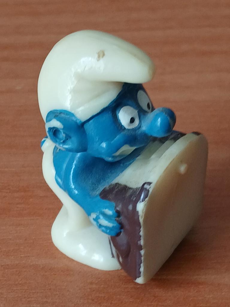Schokokuss Schlumpf (1983), Ophalen of Verzenden, Gebruikt, Verschillende Smurfen, Poppetje, Figuurtje of Knuffel