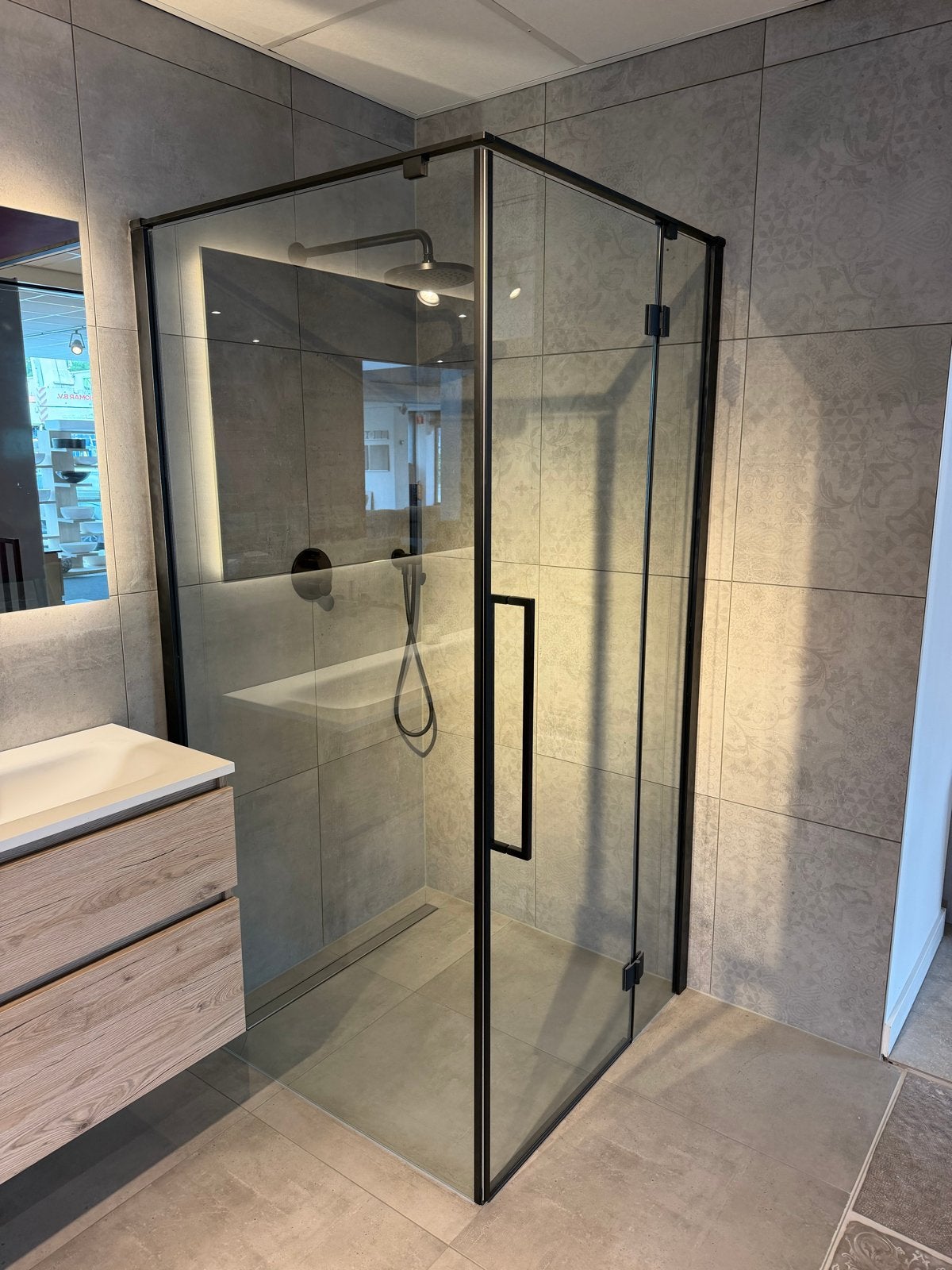 Douchecabine mat zwart 97x97x200 cm - Showroommodel, Ophalen, Zo goed als nieuw, Met douche