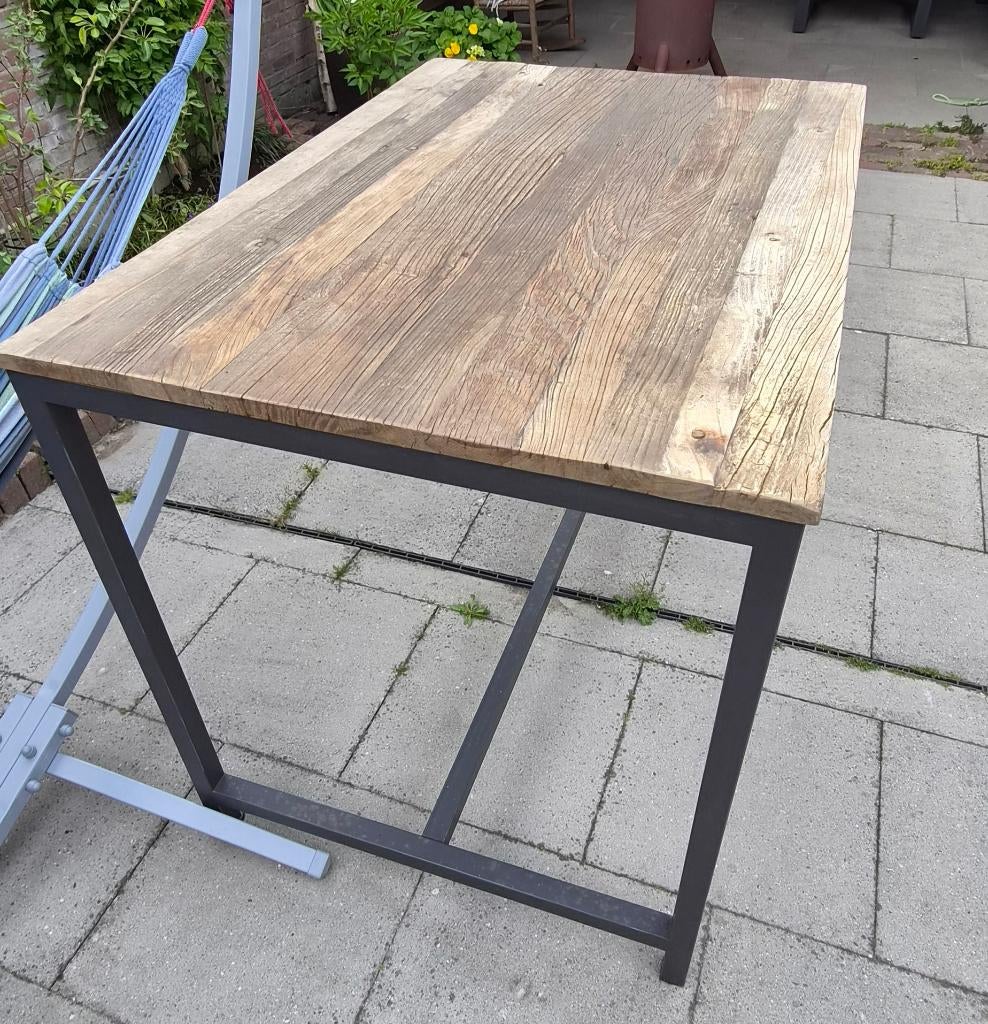 Elmwood bartafel op N-poot, Huis en Inrichting, Ophalen, Gebruikt