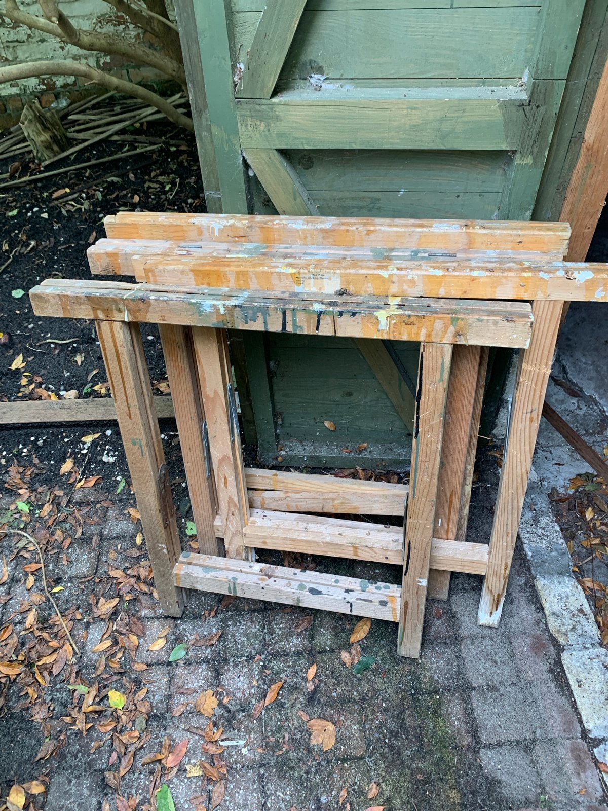 4 stuks houten schragen, opvouwbaar, Ophalen, Gebruikt, Trap, Opvouwbaar of Inschuifbaar