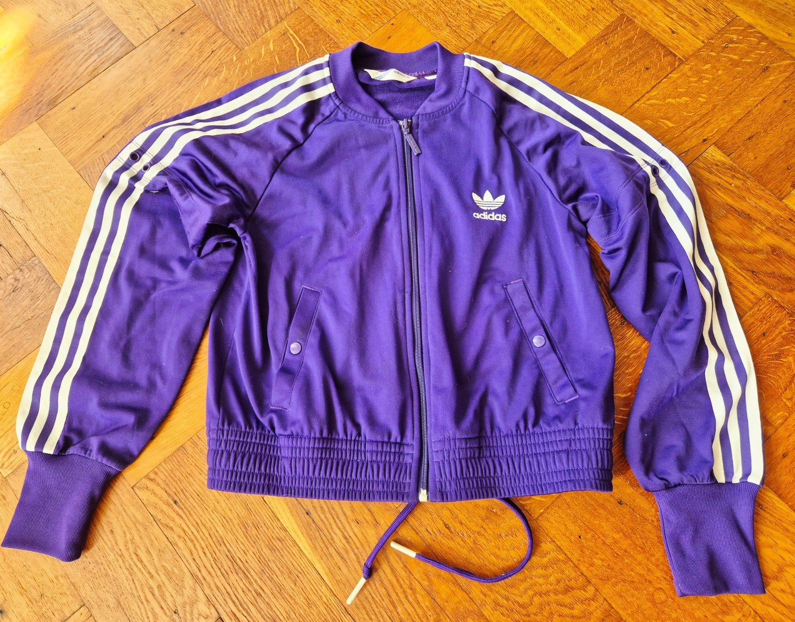 Vintage Adidas Originals cropped trainingsjack, Adidas, Paars, Ophalen, Maat 38/40 (M)