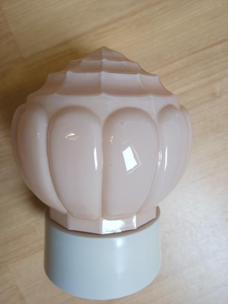 Prachtige roze Thabur plafondlamp jaren 30., Ophalen of Verzenden, Zo goed als nieuw, Glas, Art Deco BAUHAUS