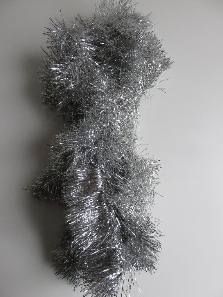 dunne zilveren kerstguirlande, kerstslinger 3 x 2,5m, Diversen, Ophalen of Verzenden, Gebruikt