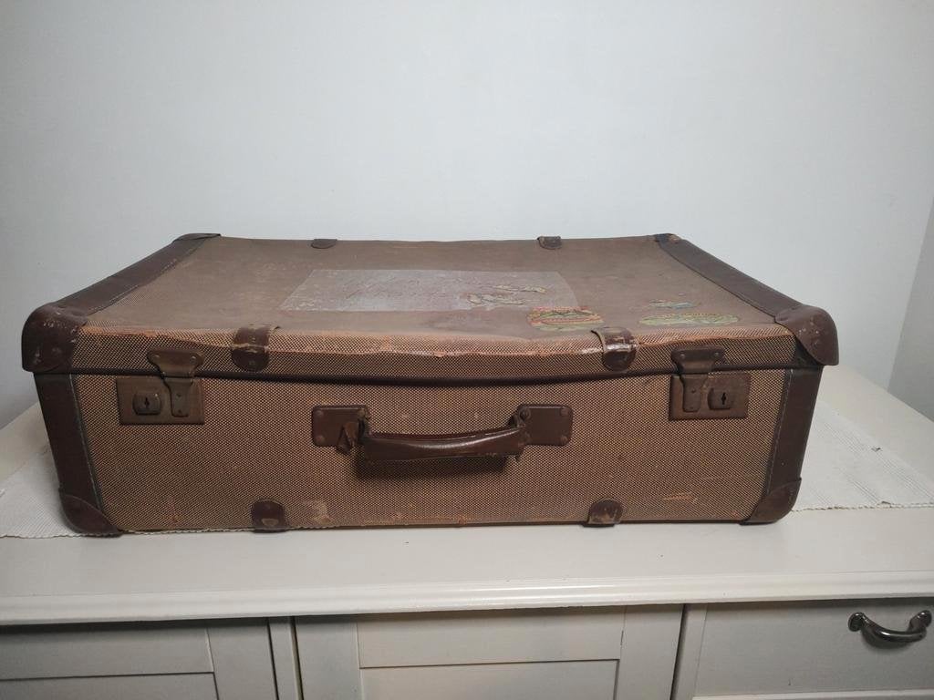 K451 VINTAGE jaren 40 - 50 koffer van geperst karton, Sieraden, Tassen en Uiterlijk, Koffers, Overige materialen, Gebruikt, -