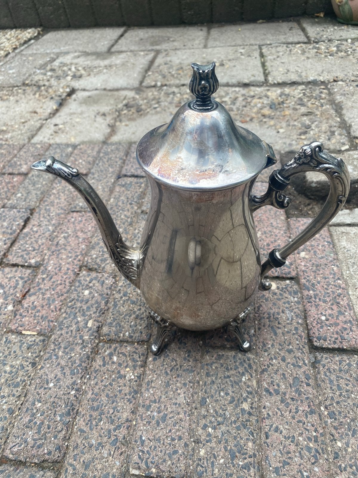 Antieke verzilverde theepot - Decoratief item, Antiek en Kunst, Ophalen, Zilver