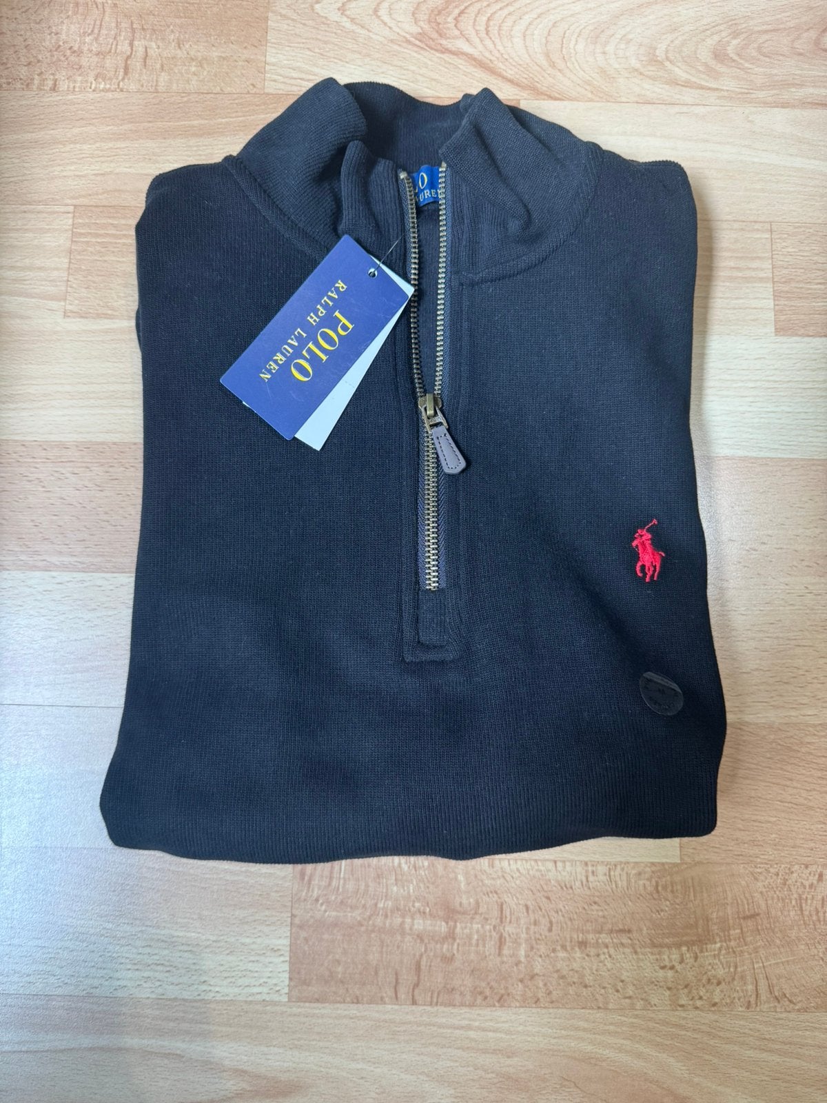 Ralph lauren quaterzip zwart met rood logo, Verzenden, Nieuw, Maat 48/50 (M), Zwart
