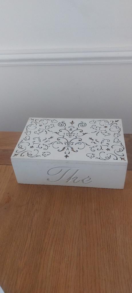 Theedoos - 6-vaks - wit, Huis en Inrichting, Keuken | Keukenbenodigdheden, Gebruikt, Theedoos, Hout, Wit, Ophalen of Verzenden