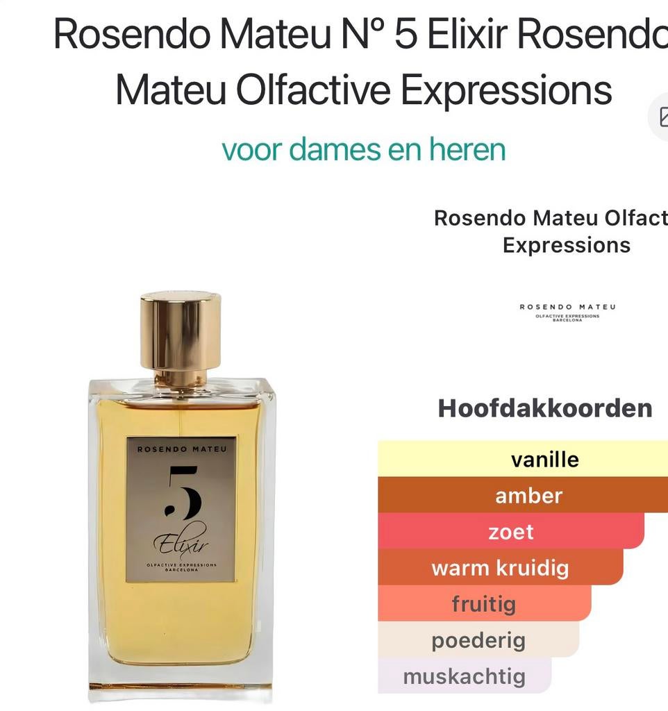 Rosendo Mateu Nº 5 Elixir Rosendo Mateu Olfactive Expression, Sieraden, Tassen en Uiterlijk, Ophalen of Verzenden, Nieuw