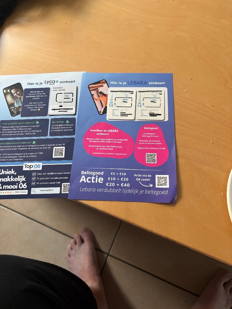 2 x Lebara prepaid sim kaart 1 x Lyca prepaid simkaart, Telecommunicatie, Ophalen, Nieuw, Overige providers, Prepaidkaart