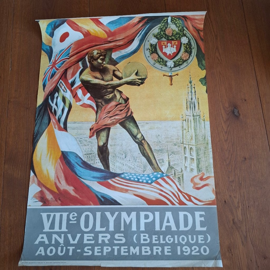 div. posters o.a.Olympische spelen september 1920 belgië, Rechthoekig Staand, Ophalen of Verzenden, Zo goed als nieuw, Sport