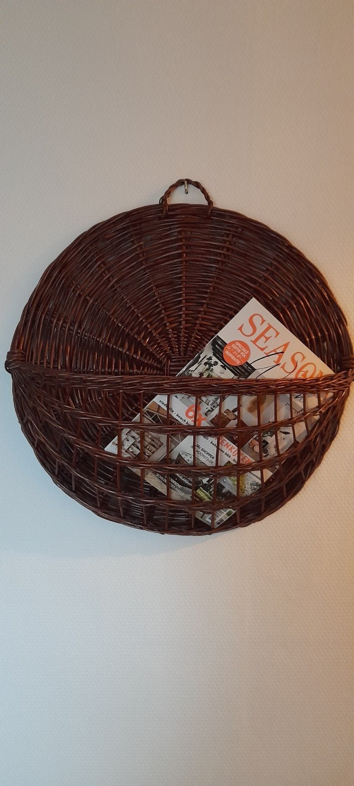Grote ronde Vintage Mand voor aan de Wand, Ophalen of Verzenden, Rond, Riet