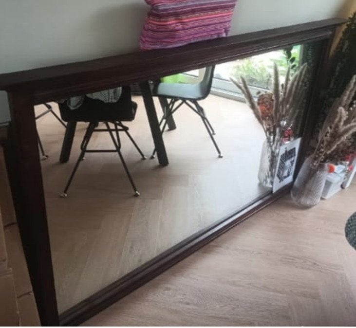 Grote teakhouten wandspiegel  172x100 cm landelijke stijl, Huis en Inrichting, Ophalen, Zo goed als nieuw, 100 tot 125 cm, 150 tot 200 cm