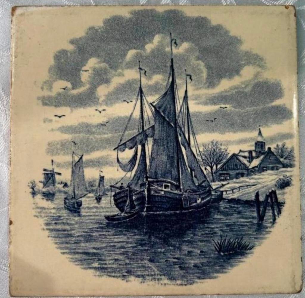 Antieke Royal Sphinx Maastricht tegel, Hollandse haven, Antiek en Kunst, Ophalen of Verzenden