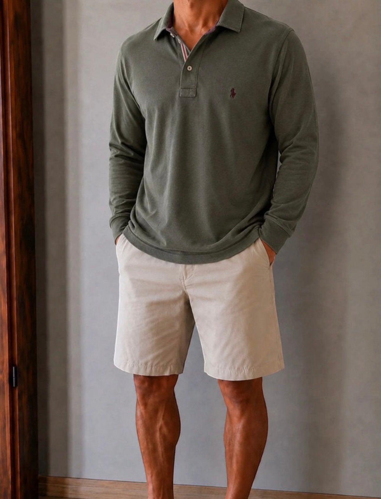 Polo Ralph Lauren longsleeve polo olive green size M, Kleding | Heren, Ophalen of Verzenden, Zo goed als nieuw, Maat 48/50 (M)