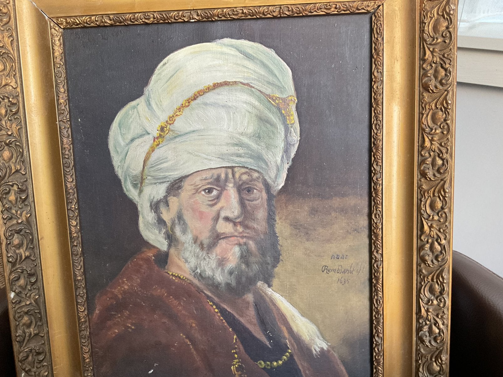 Oud schilderij., Antiek en Kunst, Kunst | Schilderijen | Klassiek, Ophalen, Bijzondere lijst, Doek, Portret of Personen