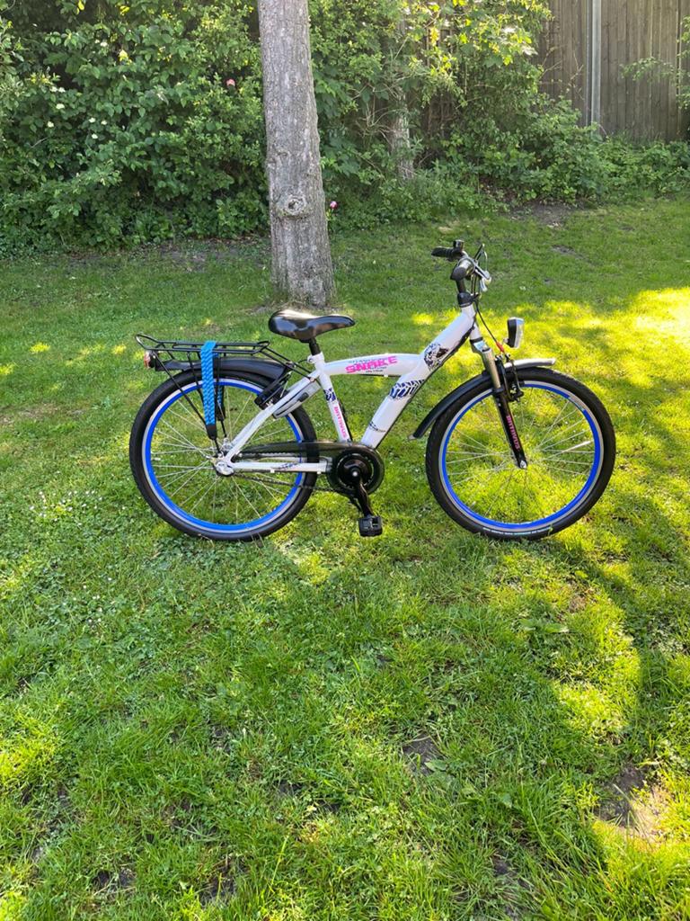Batavus Snake 24 inch, wit met blauwe accenten, Ophalen, Gebruikt, Velgrem, 20 inch of meer