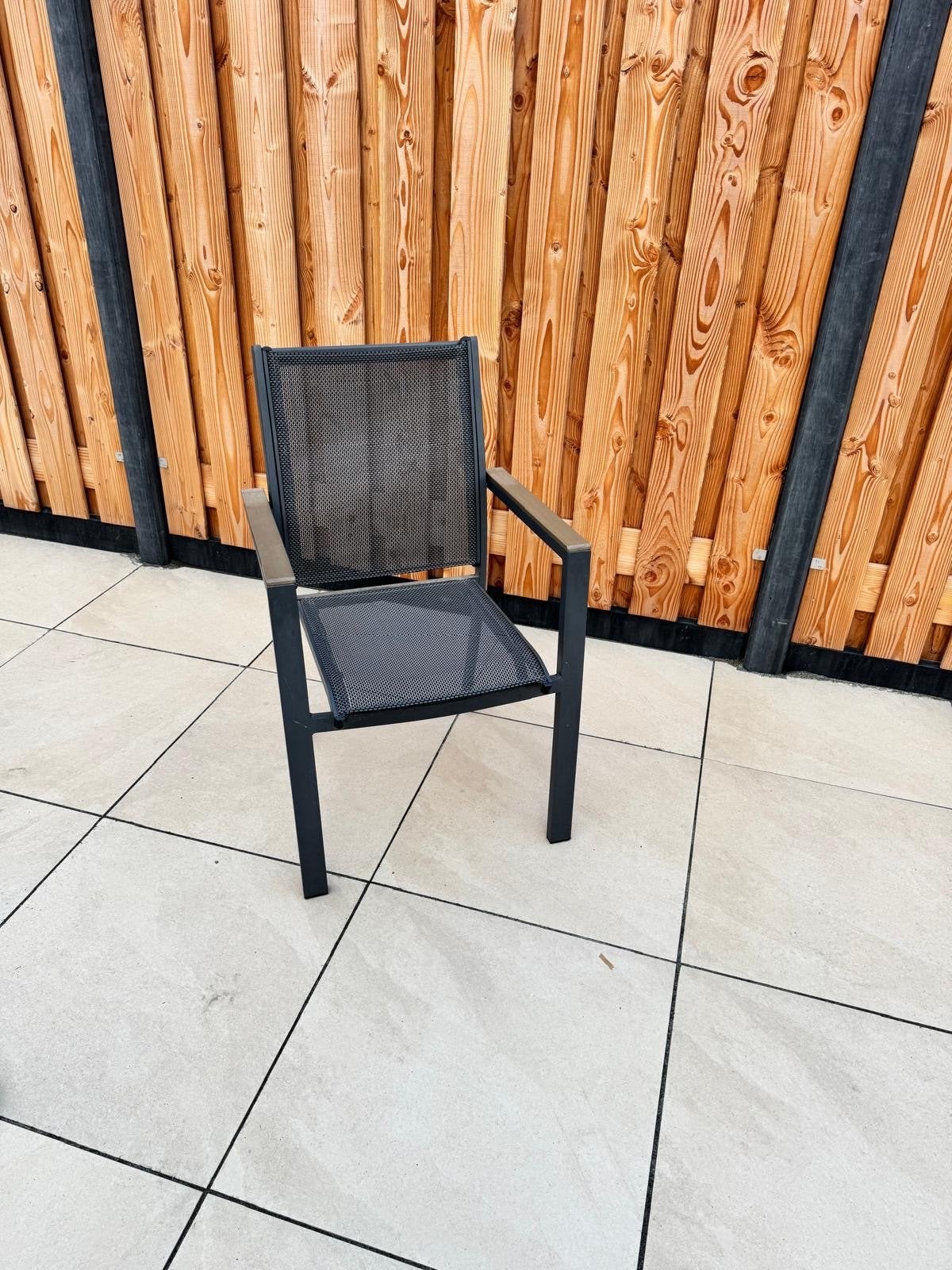 Stapelbare tuinstoel Sangro antraciet, Tuin en Terras, Ophalen, Zo goed als nieuw, Aluminium, Stapelbaar