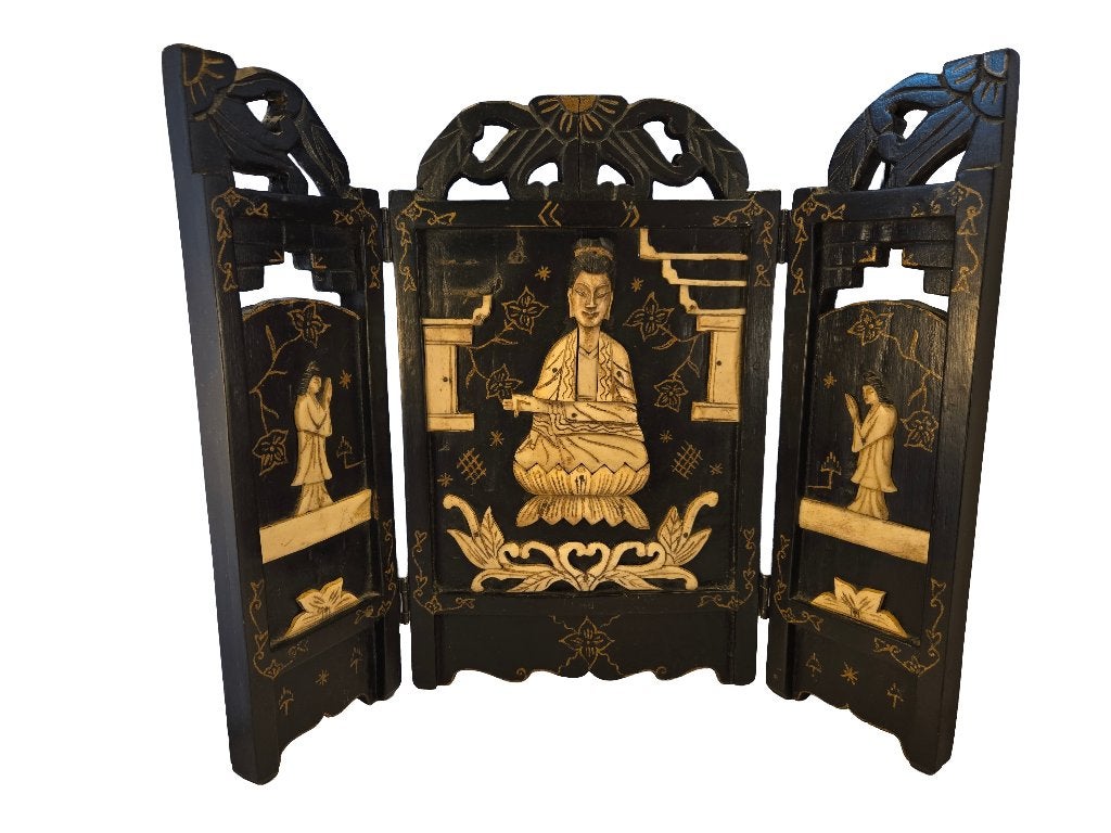 Chinees tafelbladscherm, Antiek en Kunst, Kunst | Niet-Westerse kunst, Hout, Ophalen of Verzenden, China, Meerkleurig