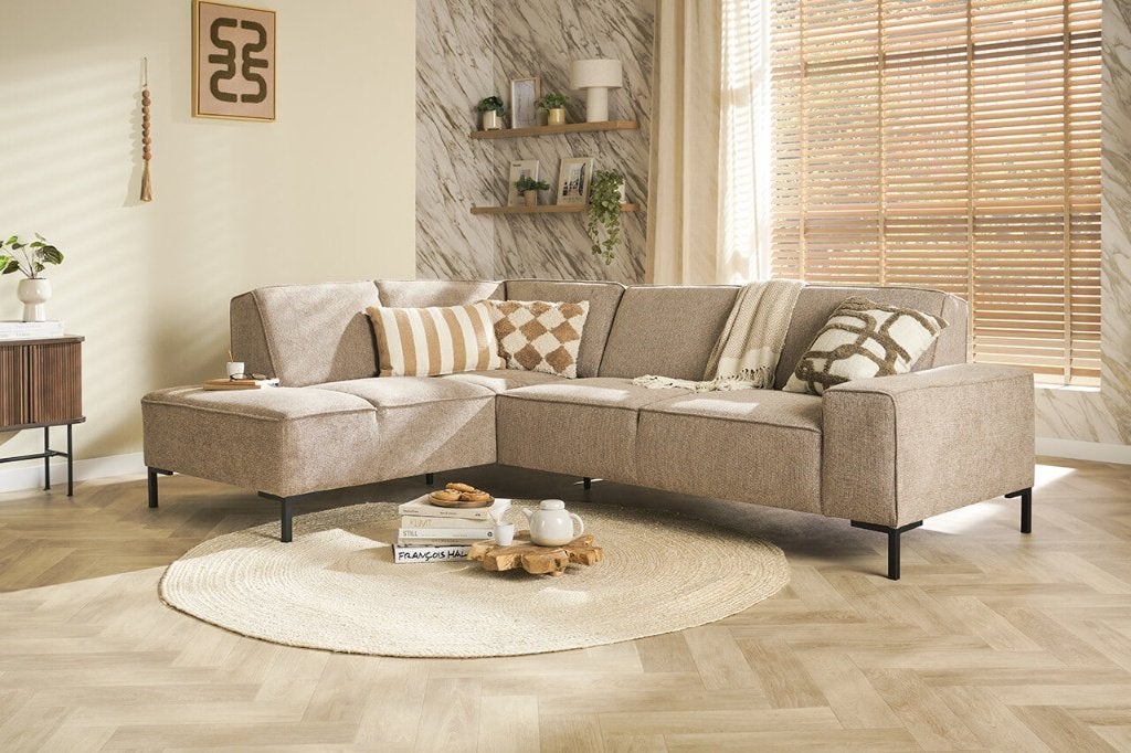 Design Hoekbank Mondial – Stoer Design met Hoge Poten, Japandi, 250 tot 300 cm, Hoekbank, Nieuw