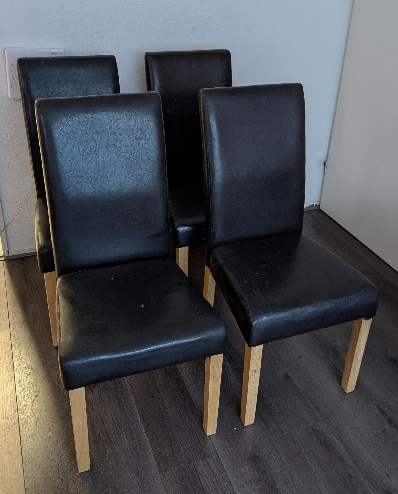 4 leder eetkamerstoelen GRATIS, Ophalen, Gebruikt, Bruin