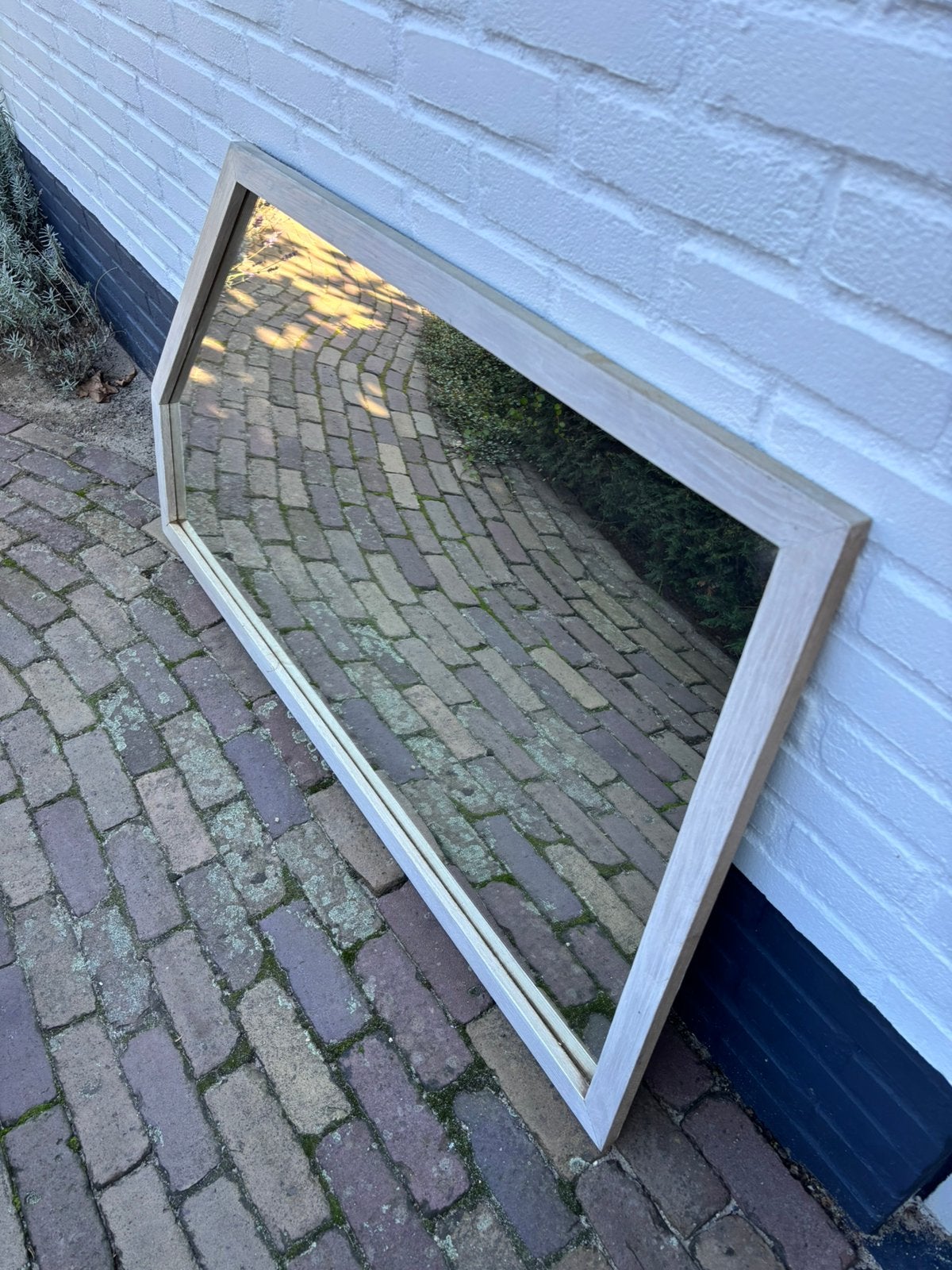 Spiegel met houten omlijsting en verwarming, Ophalen, Zo goed als nieuw, Rechthoekig, Minder dan 100 cm