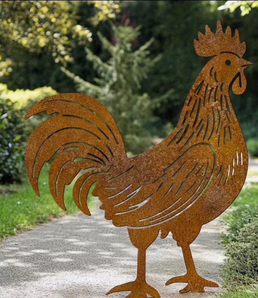 Roestige metalen tuinsteker haan, Ophalen of Verzenden, Nieuw