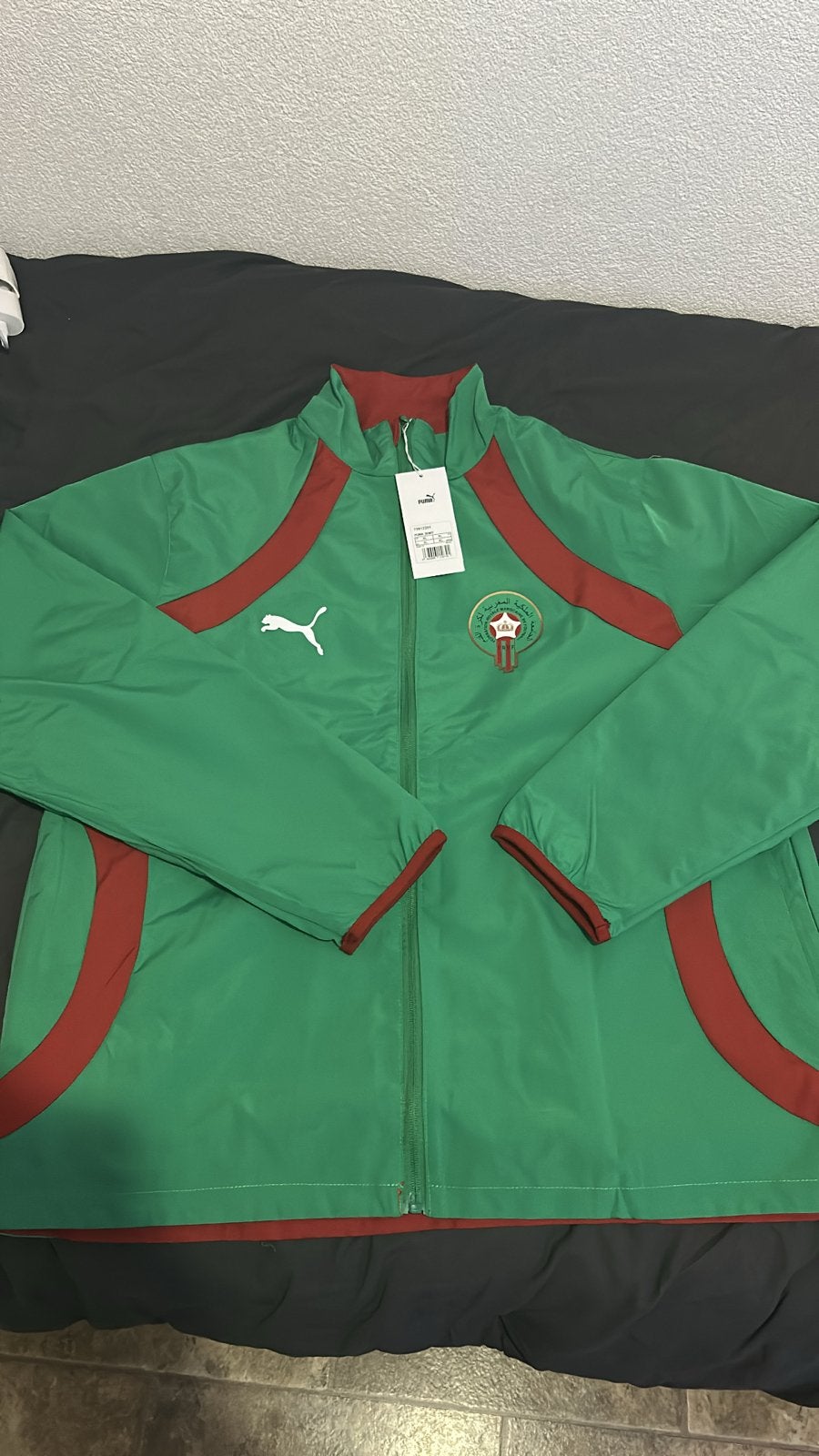 Marokkaans Elftal Windjack - Omkeerbaar Rood/Groen - Puma Ma, Ophalen, Maat 52/54 (L), Meerkleurig, Zo goed als nieuw