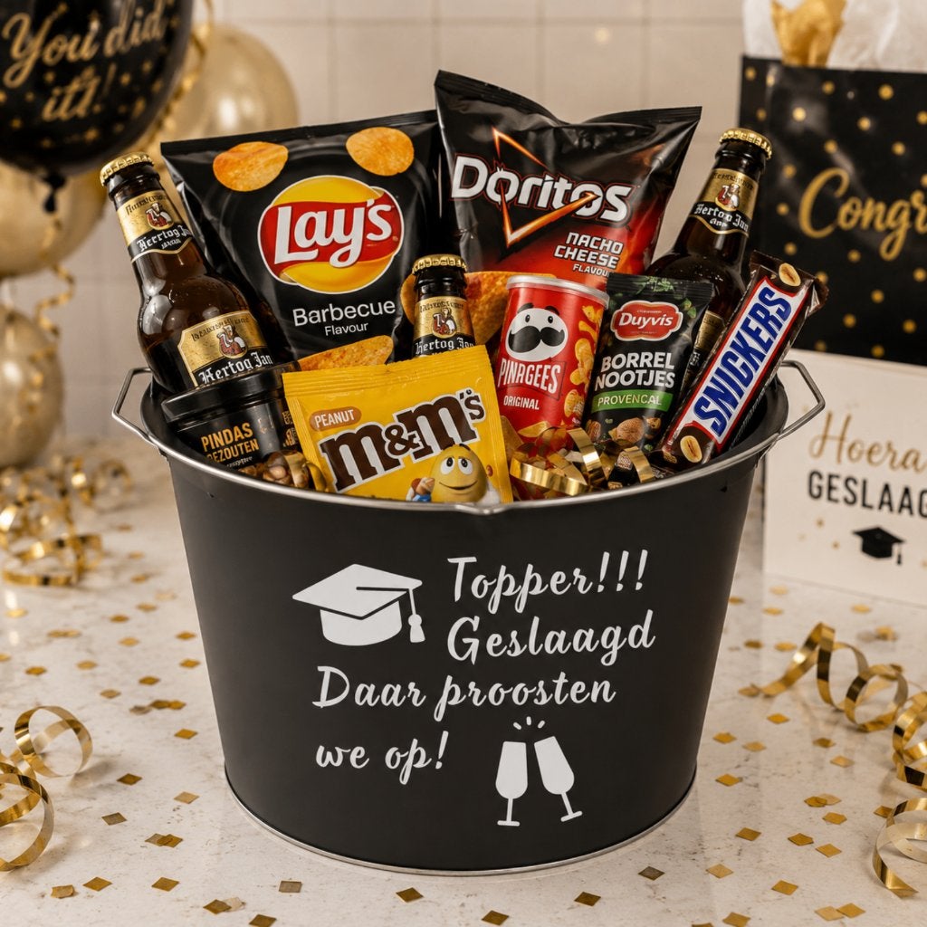Geslaagd cadeau emmer | Zelf te vullen, Ophalen of Verzenden, Nieuw, Feestartikel, Overige