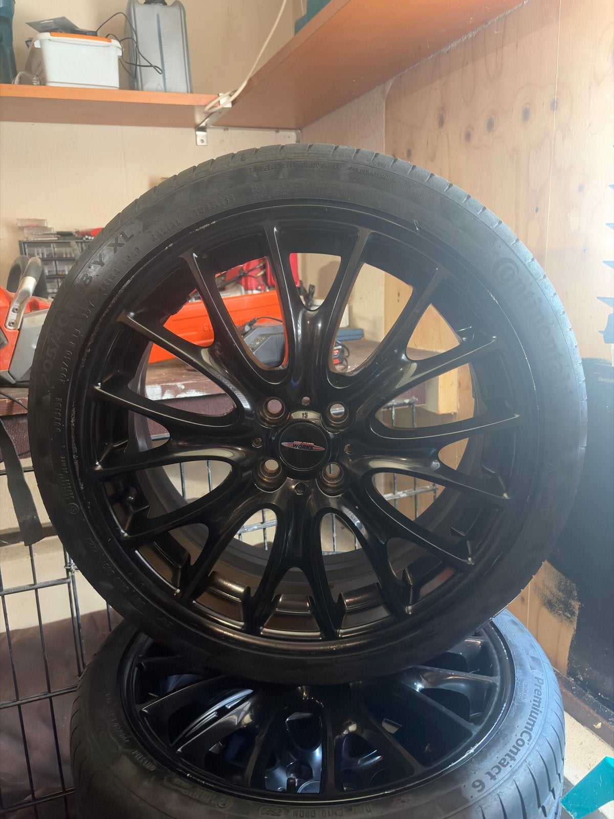 JCW 18” Velgen + Continental 205/40 R18, Ophalen, 18 inch, Gebruikt, Banden en Velgen