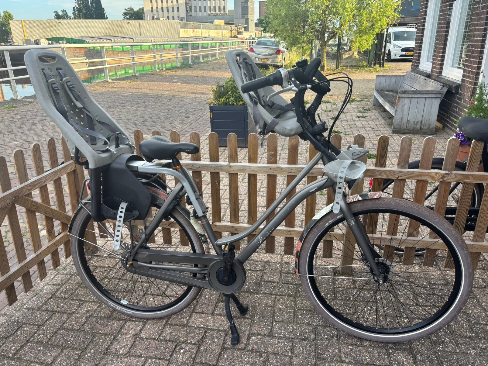 Mamafiets met 2 zitjes, Ophalen, Achterzitje, 9 t/m 18 kg, Gebruikt