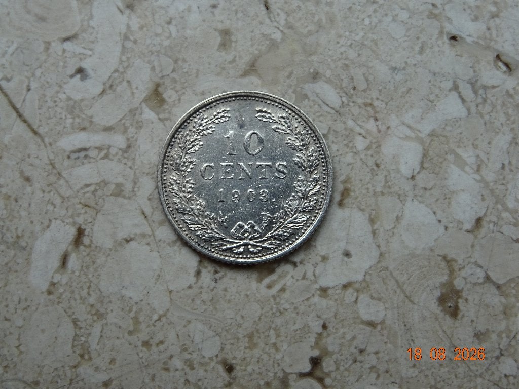 10 cent 1903, Postzegels en Munten, Zilver, Ophalen of Verzenden, 10 cent, Koningin Wilhelmina