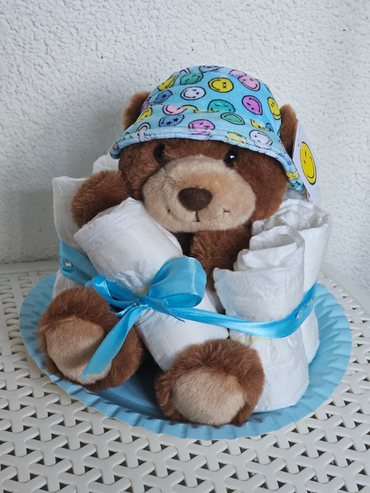 Blauwe luiertaart beer. Jongen. It is a boy! Geboorte cadeau, Ophalen of Verzenden, Stoffen beer, Overige merken