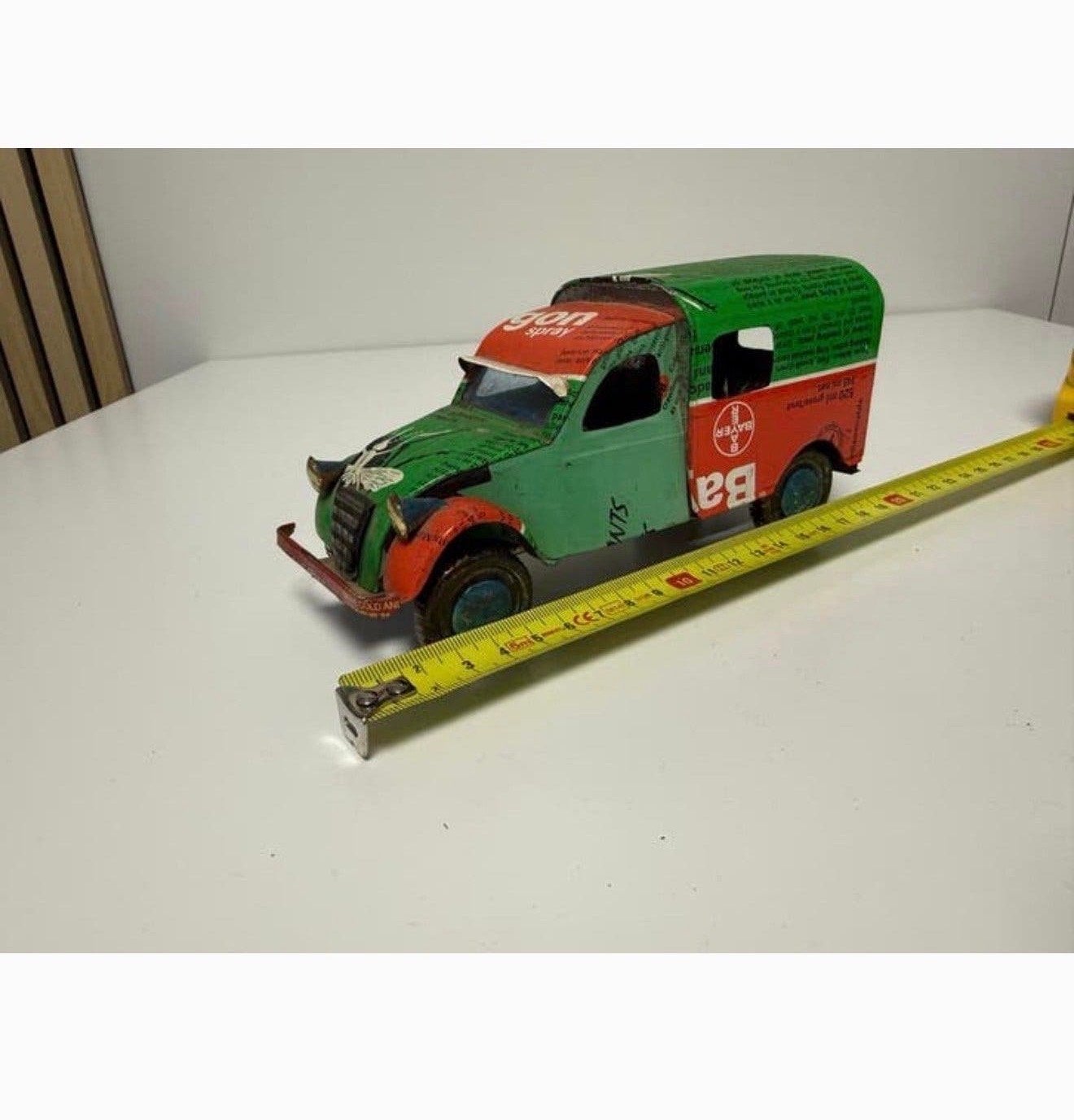 Vintage Blikken Speelgoedauto "Gon Spray" - Groen/Rood, Ophalen of Verzenden, Gebruikt