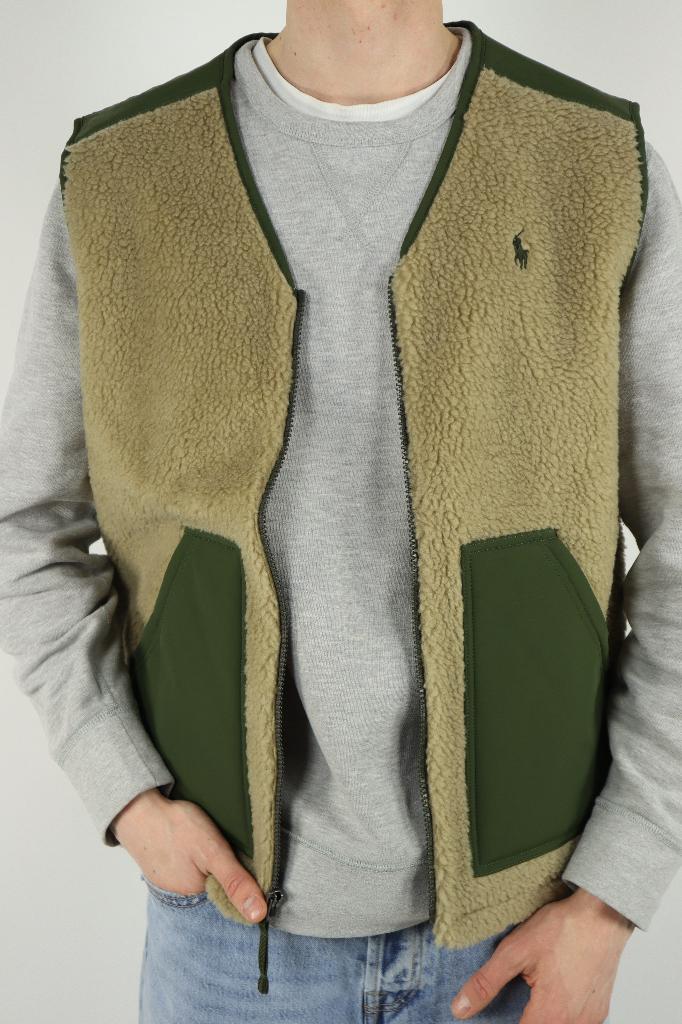 Ralph Lauren teddy gilet / bodywarmer - M - Beige / khaki, -, Maat 48/50 (M), Beige, -