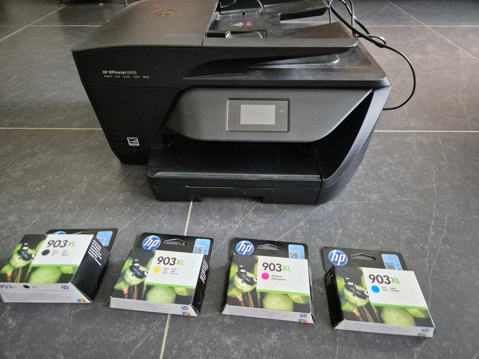 HP OfficeJet 6950 All-in-One Printer met nieuwe cartridges, Ophalen, Gebruikt, Inkjetprinter, All-in-one