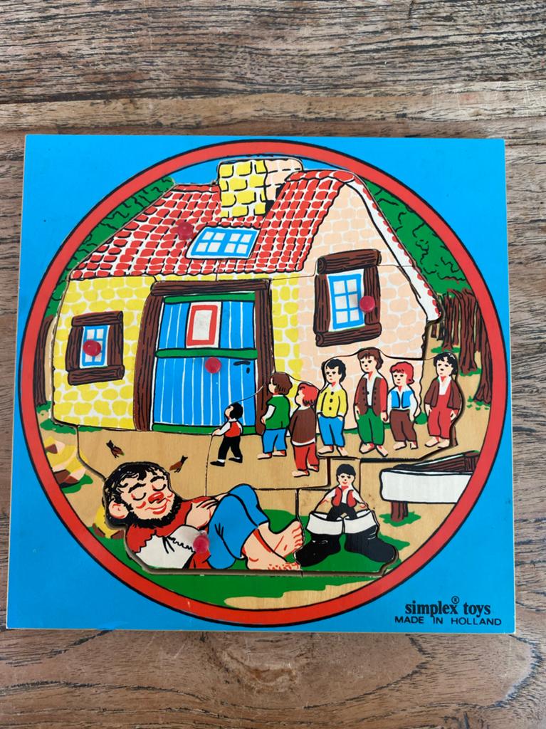 Simplex vintage houten puzzel, klein duimpje , zgan, 2 tot 4 jaar, Gebruikt, Ophalen of Verzenden, Van hout