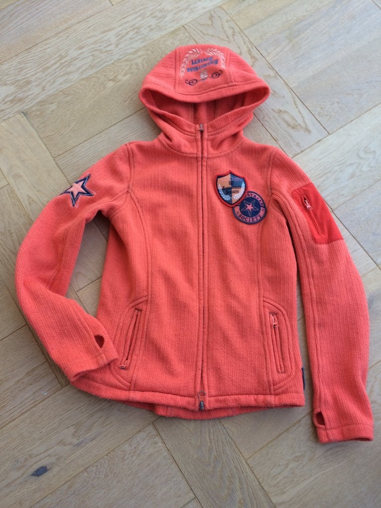 Leuk net oranje/koraal (paardrij)vest harry's horse mt 140, Gebruikt, Meisje, Trui of Vest, Ophalen of Verzenden