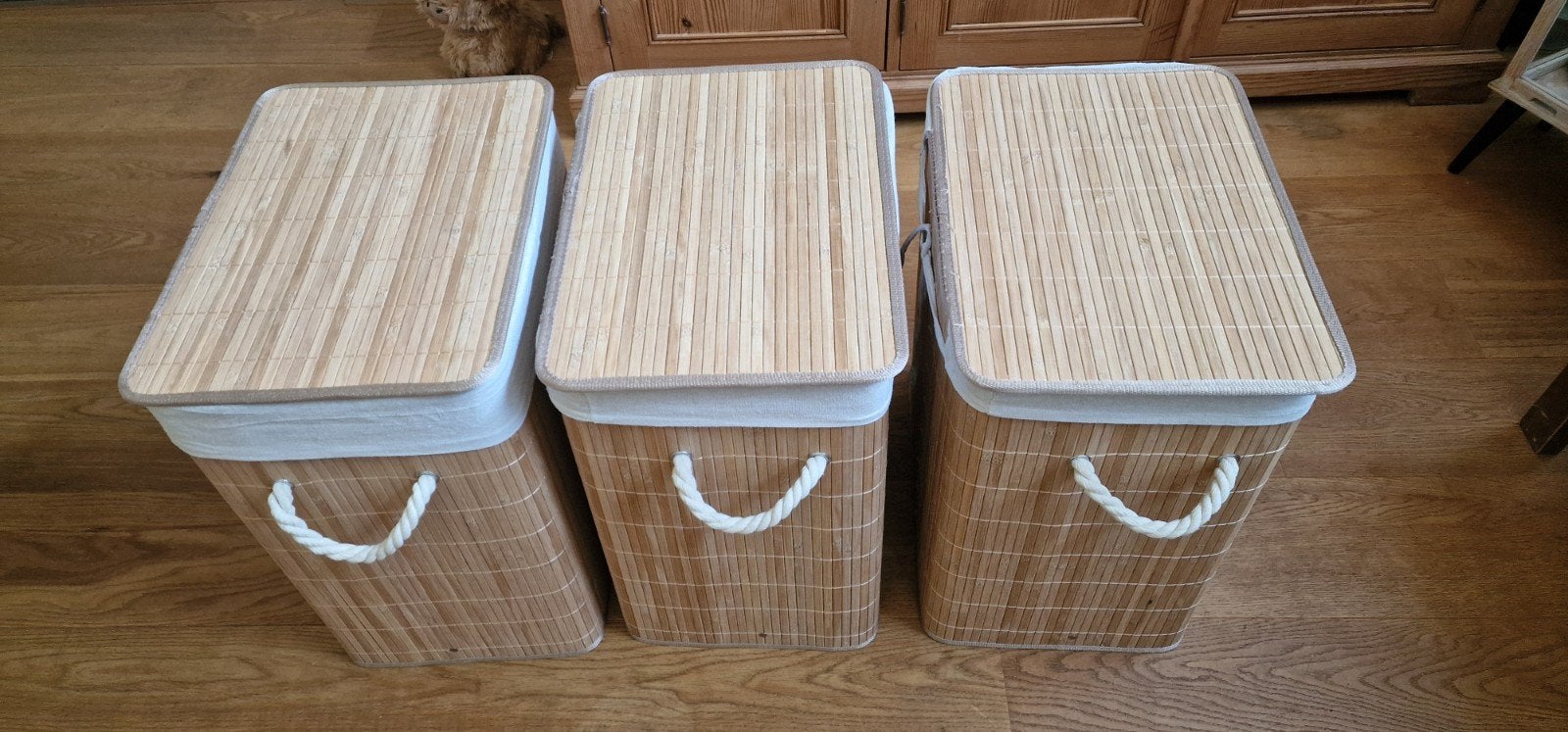 Set van 3 5five opvouwbare wasmanden. 41x30x50cm., Ophalen of Verzenden, Zo goed als nieuw, Beige, Natuurlijk materiaal