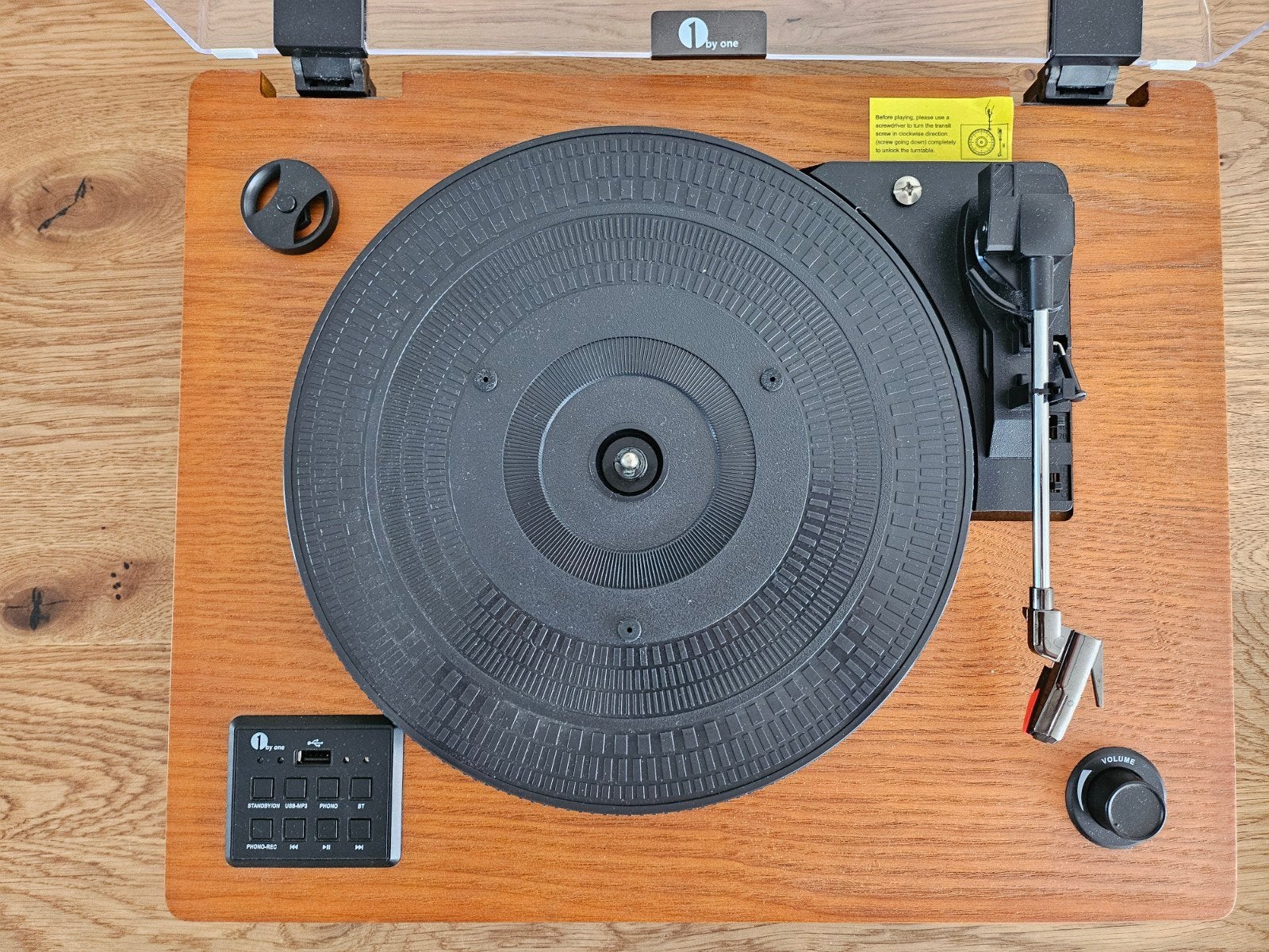1byone houten platenspeler 9200DE – Bluetooth/USB, Ophalen, Zo goed als nieuw, Overige merken