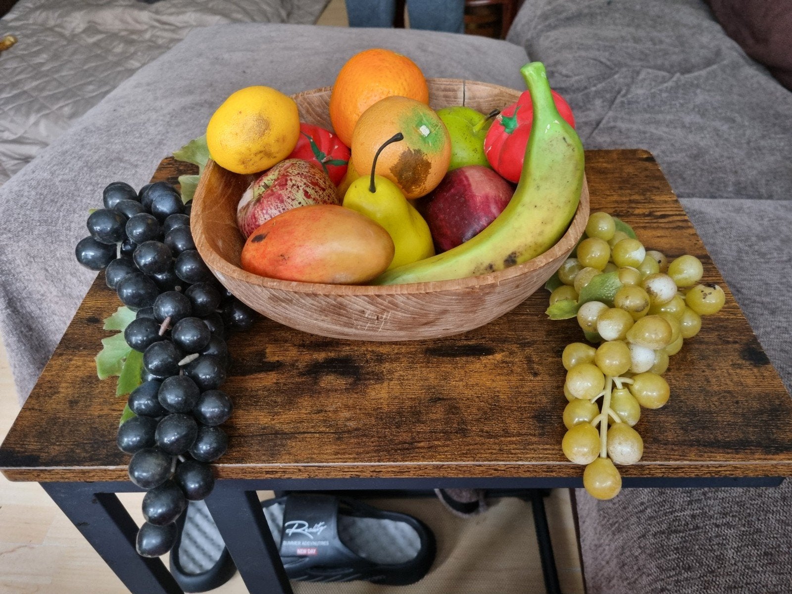 Fruitschaal met nepfruit, Ophalen of Verzenden, Vierkant, Hout, Schaal