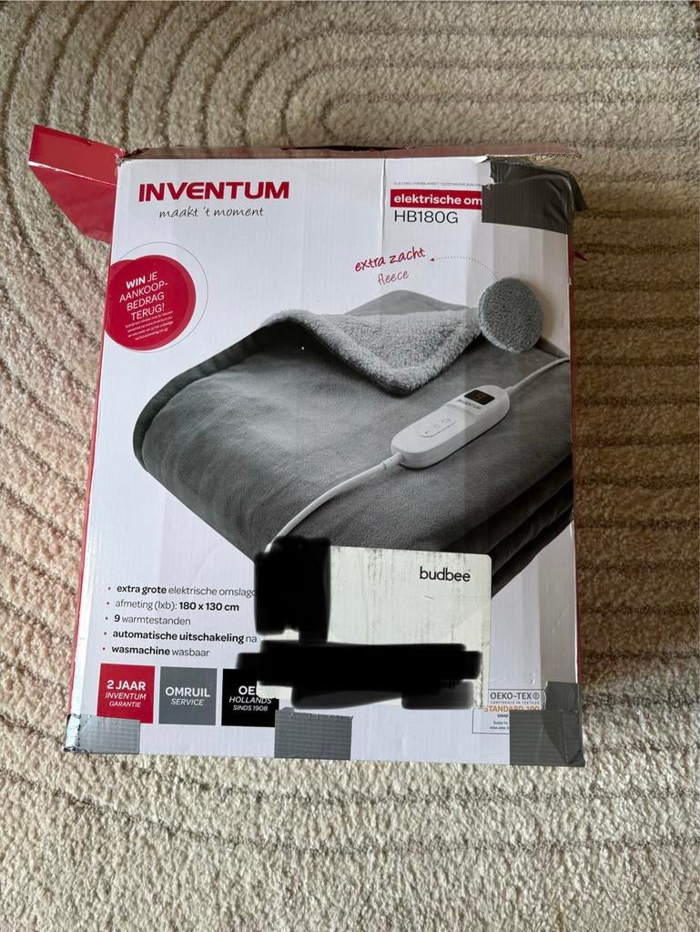 Inventum HB180G Elektrische Omslagdeken - Zacht & Warm, Ophalen, Zo goed als nieuw
