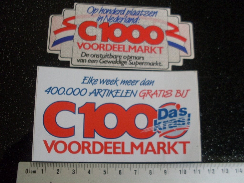 2x sticker c1000 voordeelmarkt logo, Verzenden, Zo goed als nieuw, Winkel of Supermarkt