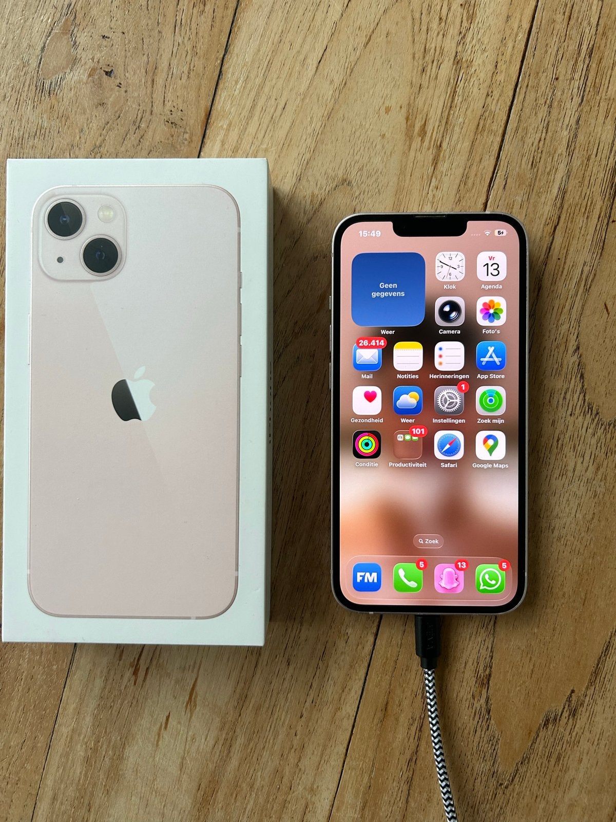 iPhone 13 128 GB - Werkt perfect, achterkant beschadigd, 77 %, IPhone 13, Ophalen of Verzenden, Zonder abonnement