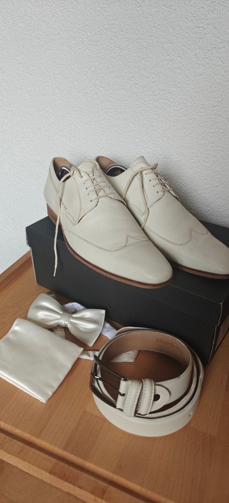 Alexander Alesi Witte Trouwschoenen Maat 42, Wit, Ophalen of Verzenden, Zo goed als nieuw, Alexander Alesi