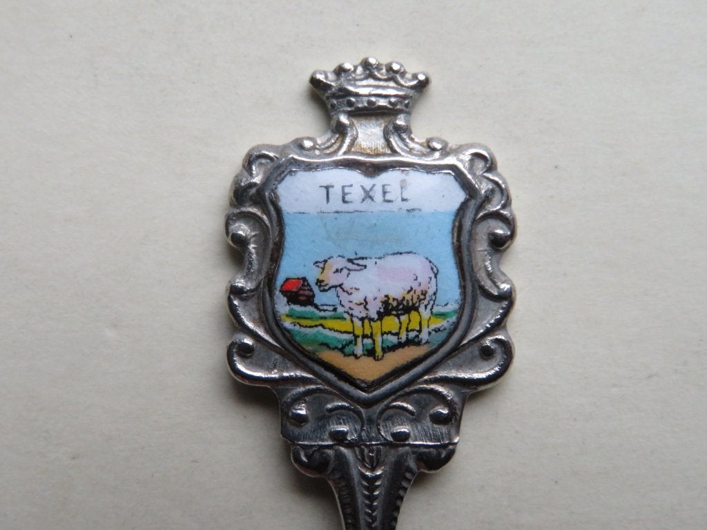 Lepeltje Texel schaap / Texelaar porseleinen schildje, Verzenden