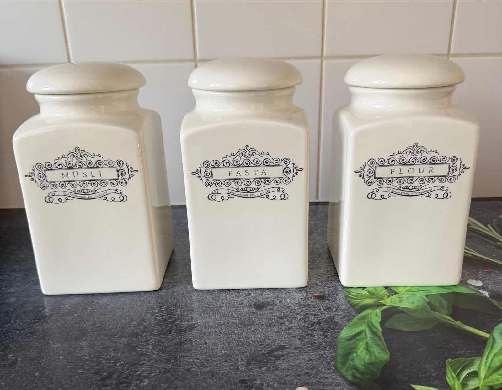 Voorraadpotten set Villa Collection Denemarken, Beige, Ophalen of Verzenden, Zo goed als nieuw, Voorraadpot